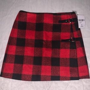 Red & Black Buffalo plaid skirt